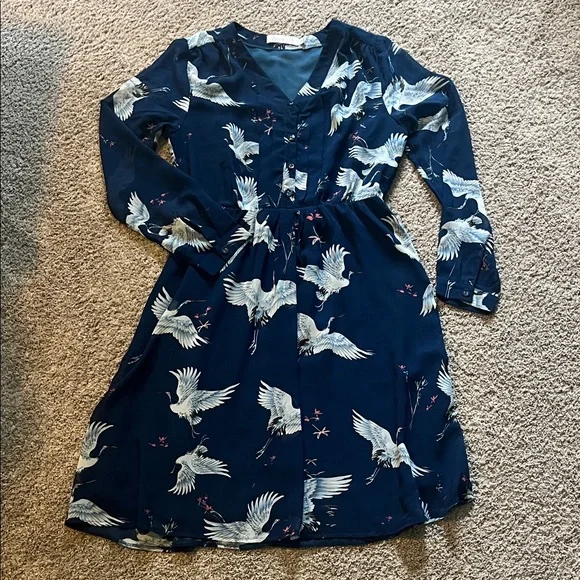 Sunny Blue Dress with Bird Design - Picture 1 of 6